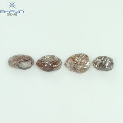 1.85 CT /4 Pcs Uncut Shape Brown Natural Loose Diamond I3 Clarity (6.48 MM)