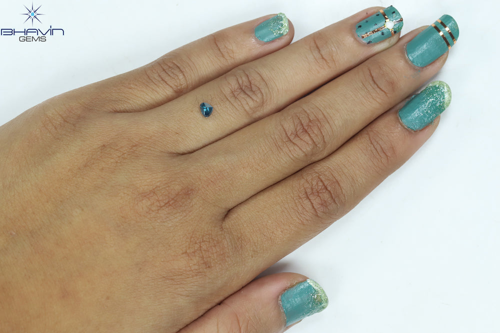 0.27 CT Heart Shape Natural Diamond Enhanced Blue Color I3 Clarity (4.15 MM)