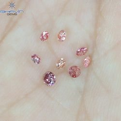 0.19 CT/8 Pcs Round Shape Natural Loose Diamond Pink Color I2 Clarity (2.00 MM)