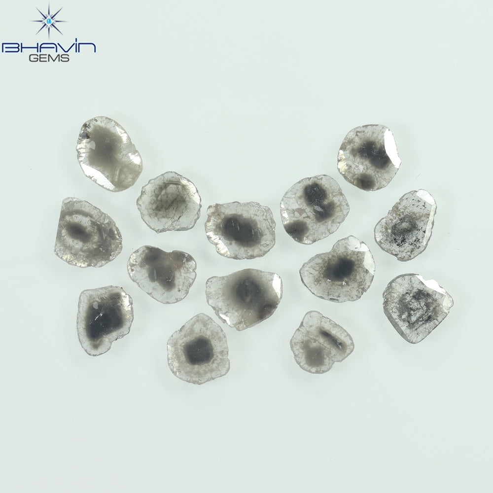 3.16 CT/14 Pcs Slice Shape Natural Diamond Salt And Pepper Color I3 Clarity (6.68 MM)