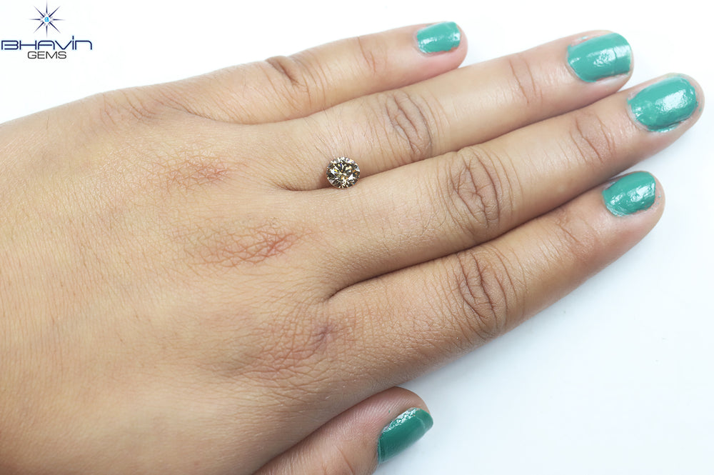 1.02 CT Round Shape Natural Diamond Brown Color SI Clarity (6.35 MM)