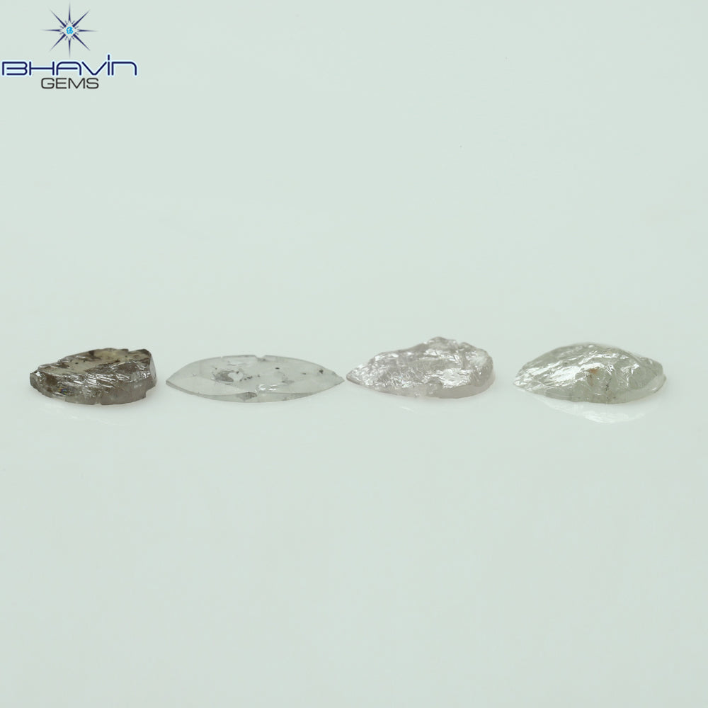 0.90 CT /4 Pcs Uncut Shape White Natural Loose Diamond I2 Clarity (7.25 MM)