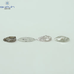 0.90 CT /4 Pcs Uncut Shape White Natural Loose Diamond I2 Clarity (7.25 MM)