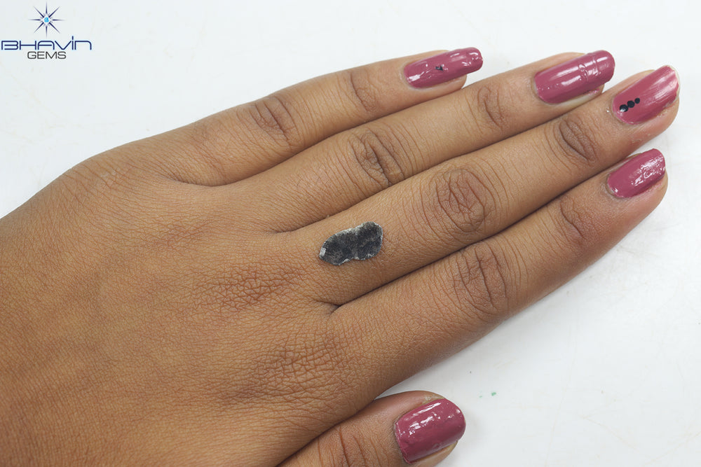 1.10 CT Slice Shape Natural Diamond Salt And Pepper Color I3 Clarity (14.00 MM)