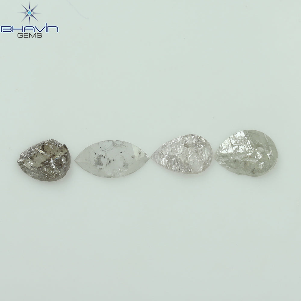0.90 CT /4 Pcs Uncut Shape White Natural Loose Diamond I2 Clarity (7.25 MM)