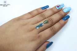 1.74 CT/3 Pcs Slice Shape Natural Diamond Blue Green Color I3 Clarity (11.31 MM)