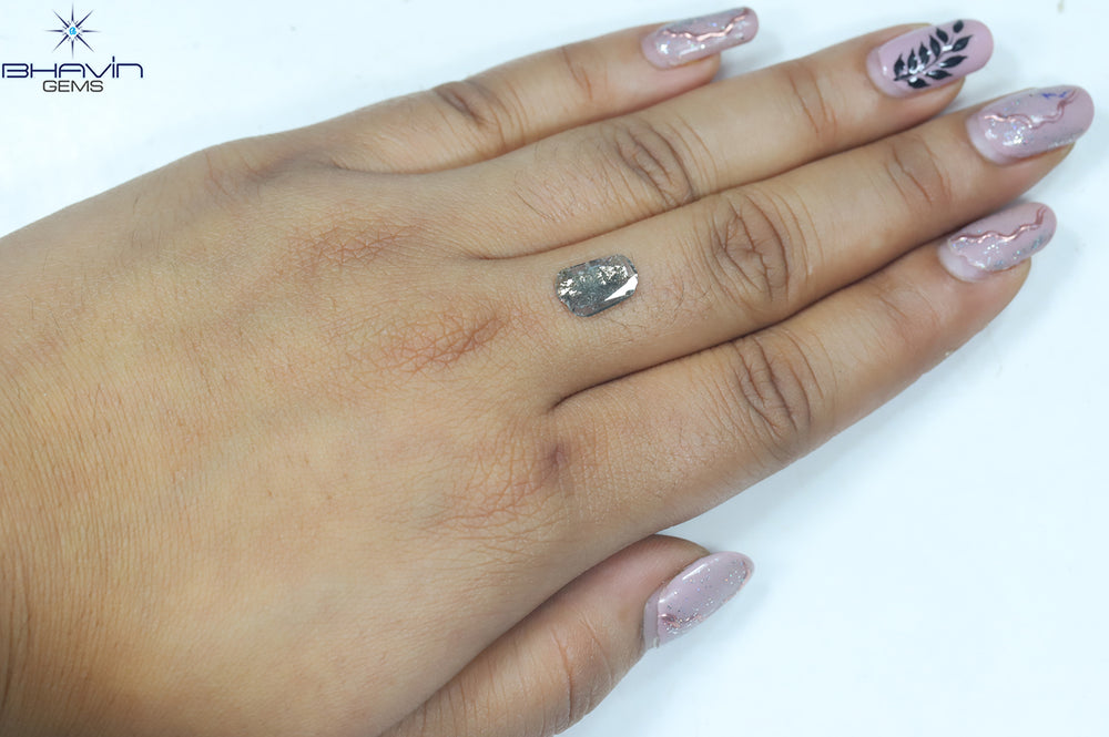 0.74 CT Slice Shape Natural Diamond Salt And Pepper Color I3 Clarity (11.23 MM)