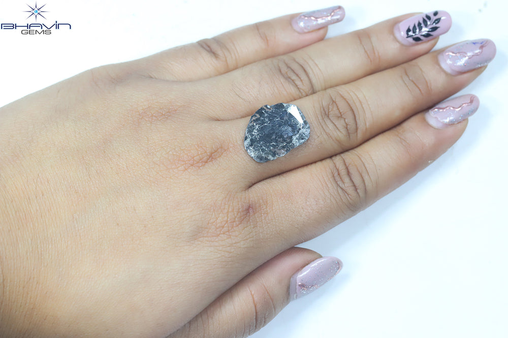 5.84 CT Slice Shape Natural Diamond Salt And Pepper Color I3 Clarity (20.50 MM)