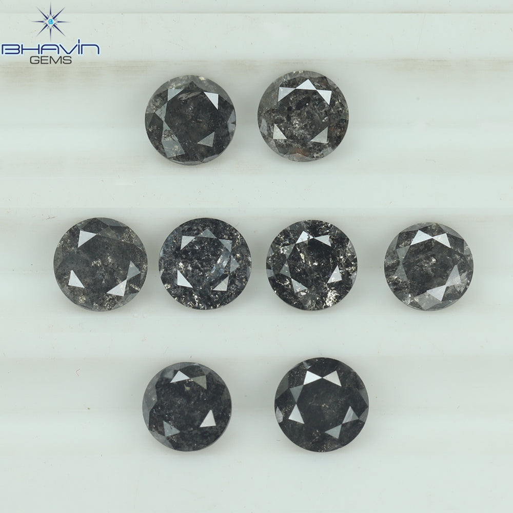 1.84 CT/8 Pcs Round Shape Natural Loose Diamond Salt And pepper Color I3 Clarity (3.82 MM)