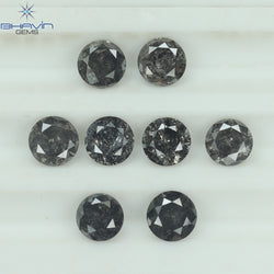 1.84 CT/8 Pcs Round Shape Natural Loose Diamond Salt And pepper Color I3 Clarity (3.82 MM)