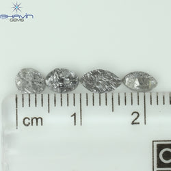 1.42 CT/4 Pcs Uncut Shape Salt And Pepper Natural Loose Diamond I3 Clarity (6.66 MM)