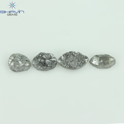 1.42 CT/4 Pcs Uncut Shape Salt And Pepper Natural Loose Diamond I3 Clarity (6.66 MM)