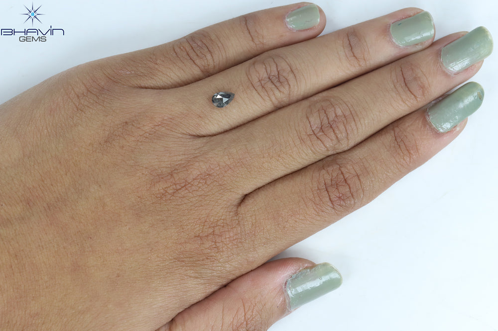 0.58 CT Pear Shape Natural Loose Diamond Salt And Pepper Color I3 Clarity (6.53 MM)