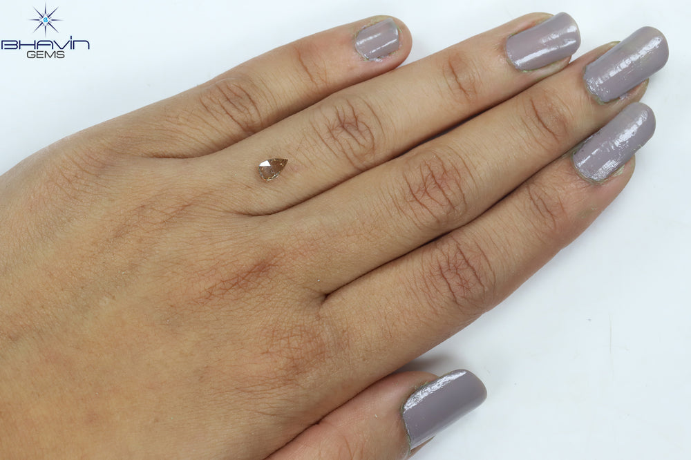 0.44 CT Pear Shape Natural Diamond Brown Color SI1 Clarity (6.15 MM)