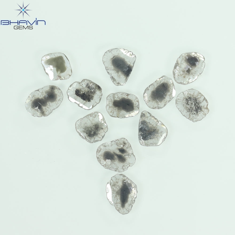 3.23 CT/12 Pcs Slice Shape Natural Diamond Salt And Pepper Color I3 Clarity (7.17 MM)