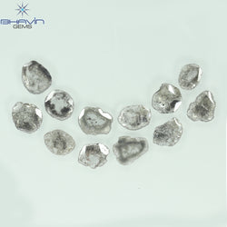 4.32 CT/12 Pcs Slice Shape Natural Diamond Salt And Pepper Color I3 Clarity (7.74 MM)