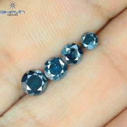 0.85 CT/4 Pcs CT, Round Diamond, Green Color, I3 Clarity