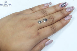 1.35 CT/2 Pcs Slice Shape Natural Diamond Salt And Pepper Color I3 Clarity (9.55 MM)