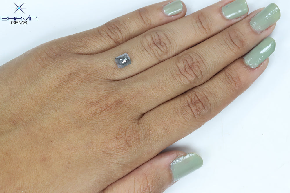 1.00 CT アッシャー シェイプ ナチュラル ダイヤモンド ソルト アンド ペッパー カラー I3 クラリティ (5.72 MM)