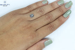 1.00 CT アッシャー シェイプ ナチュラル ダイヤモンド ソルト アンド ペッパー カラー I3 クラリティ (5.72 MM)