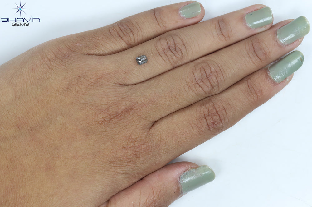 1.00 CT アッシャー シェイプ ナチュラル ダイヤモンド ソルト アンド ペッパー カラー I3 クラリティ (5.72 MM)