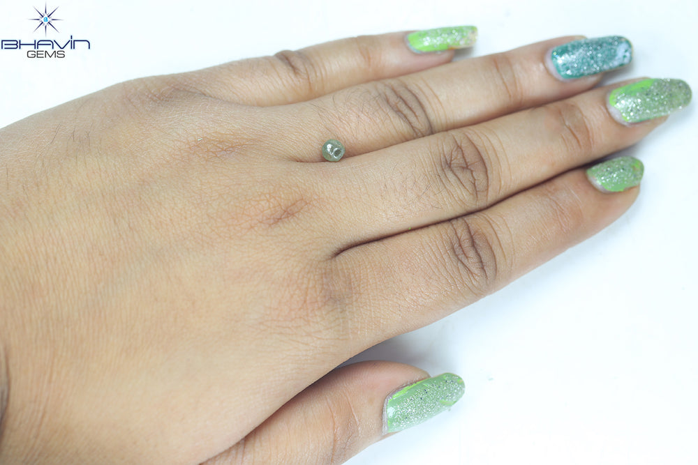 0.91 CT, Rough Shape, Natural Diamond, Greenish Blue Color, VS2 Clarity (5.03 MM)