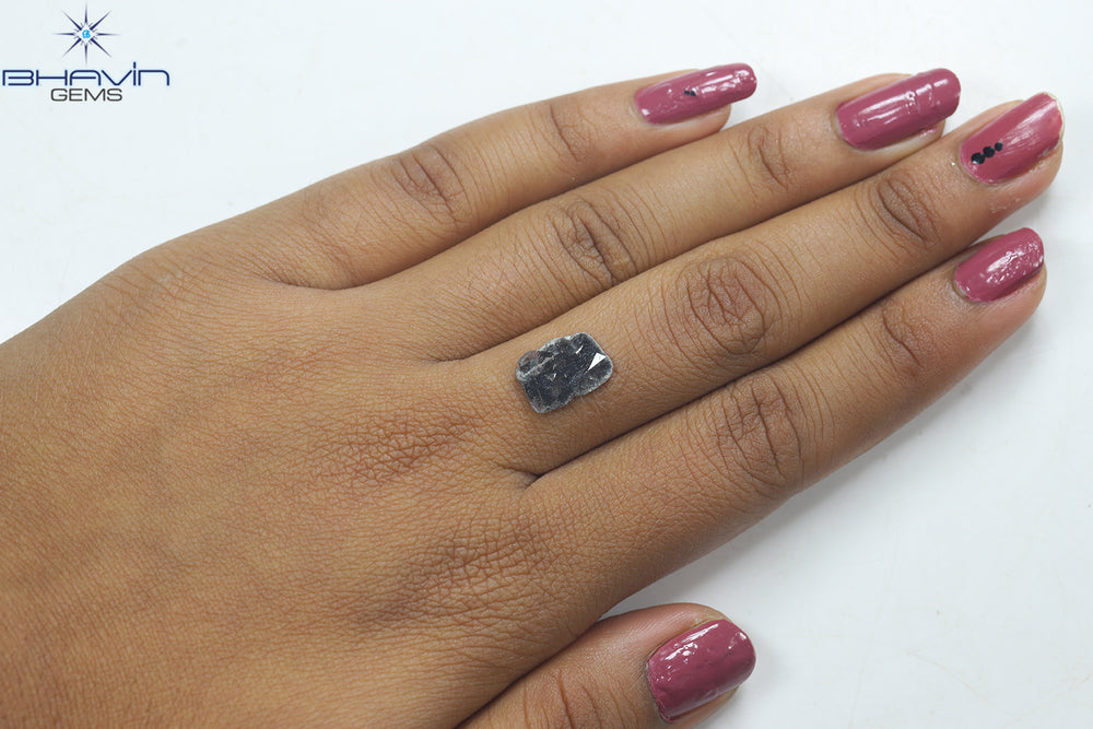 1.45 CT Slice Shape Natural Diamond Salt And Pepper Color I3 Clarity (12.20 MM)