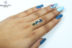 1.37 CT/3 Pcs Slice Shape Natural Diamond Blue Green Color I3 Clarity (8.84 MM)