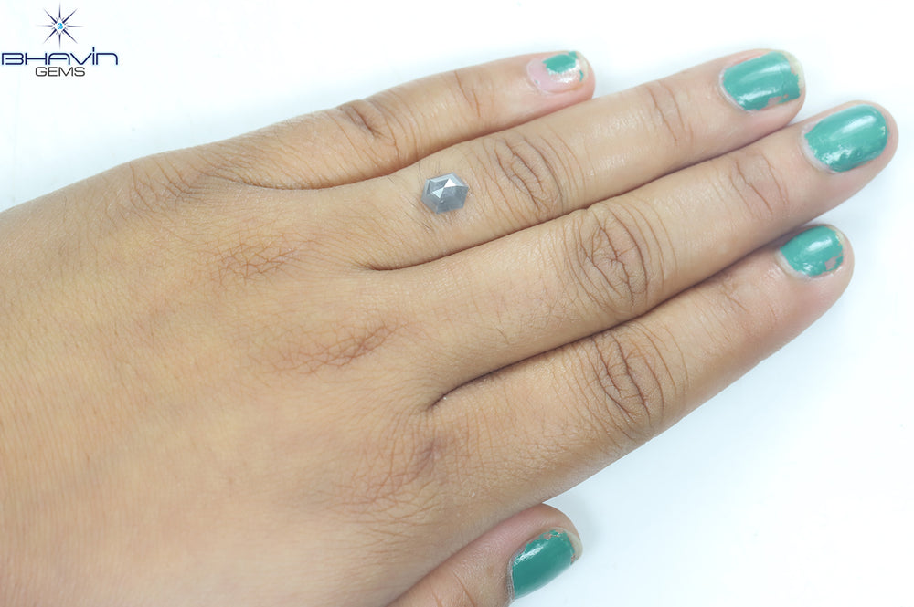 1.22 CT Hexagon Shape Natural Loose Diamond Gray Color I3 Clarity (7.32 MM)