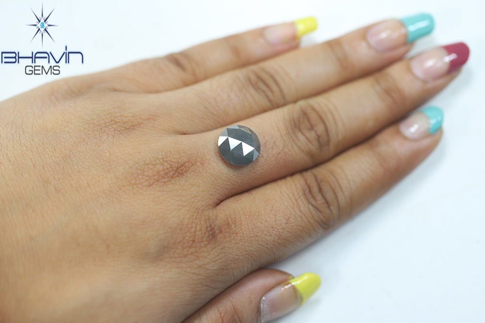 5.54 CT、ラウンド ローズ カット ダイヤモンド、グレー、クラリティ I3 (11.63 MM)