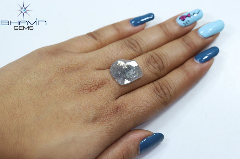 5.97 CT Slice Shape Natural Diamond Salt And Pepper Color I3 Clarity (18.24 MM)