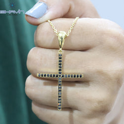 Diamond Pendant, Round Diamond, Black Diamond, Yellow Gold Pendant, Bridal Necklace, Pendant