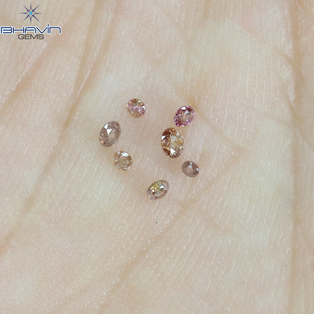0.09 CT/7 Pcs Round Shape Natural Loose Diamond Pink Color I3 Clarity (1.75 MM)