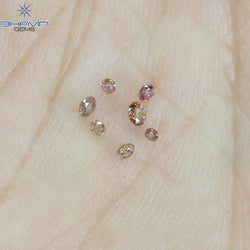 0.09 CT/7 Pcs Round Shape Natural Loose Diamond Pink Color I3 Clarity (1.75 MM)