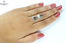 3.93 CT/2 Pcs Pear Slice Shape Natural Diamond Salt And Pepper Color I3 Clarity (13.24 To 12.66 MM)