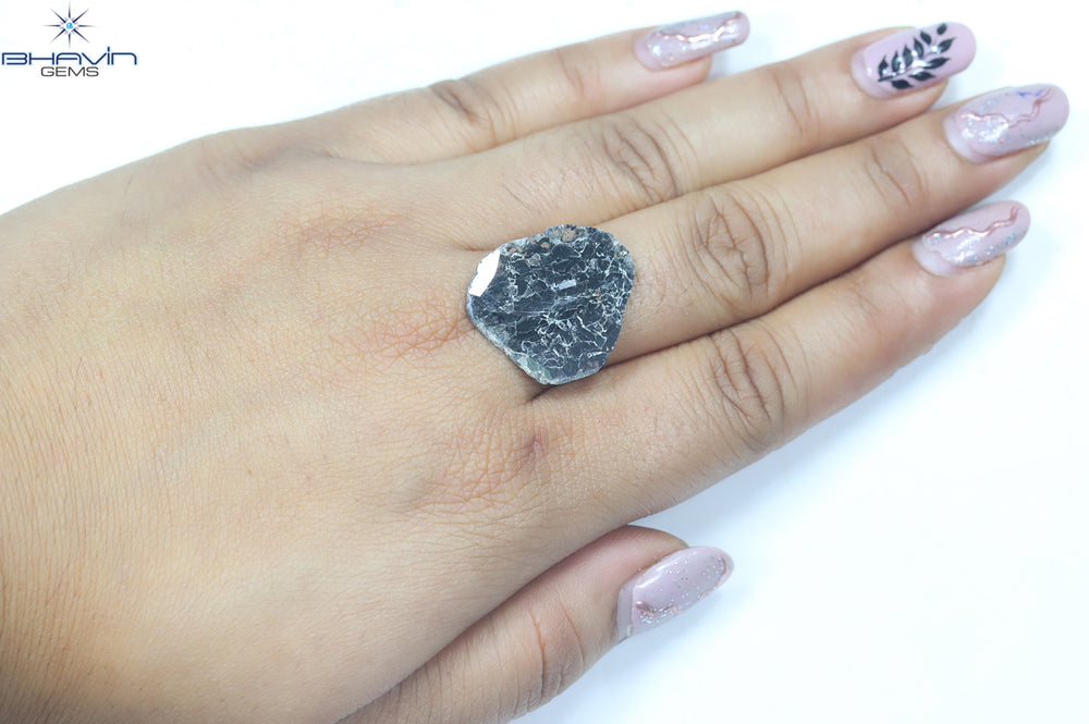 8.36 CT Slice Shape Natural Diamond Salt And Pepper Color I3 Clarity (25.00 MM)