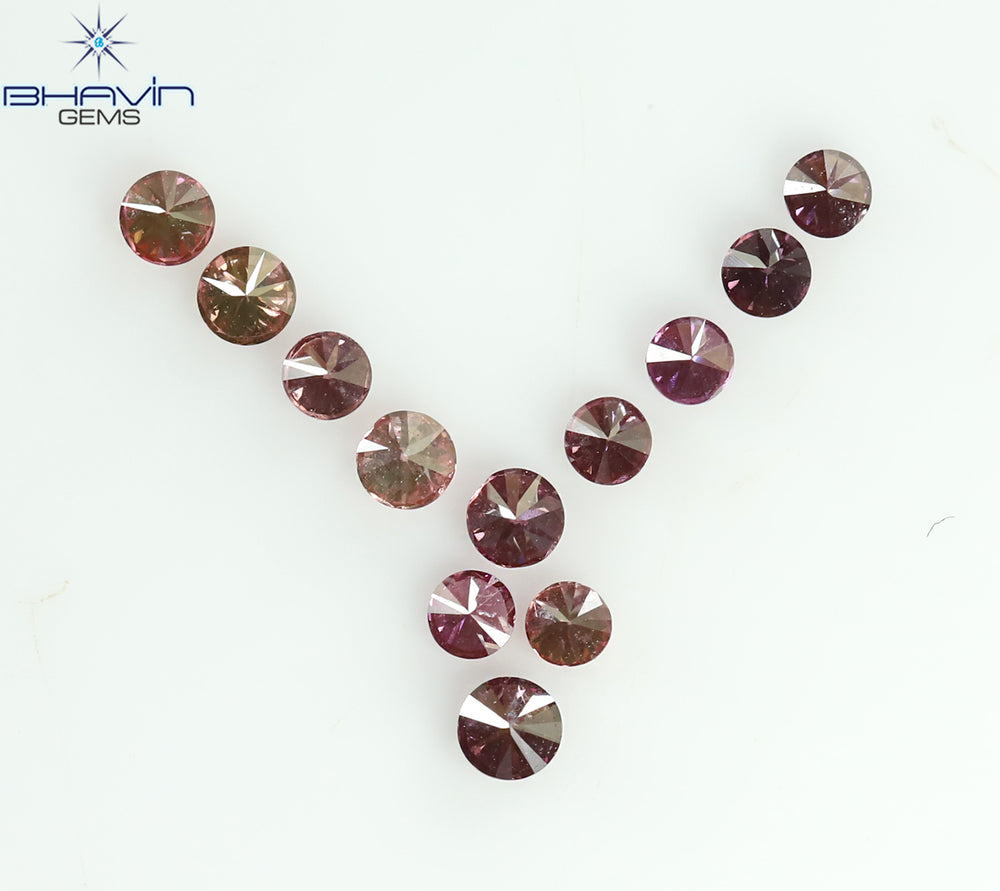 0.22 CT/12 Pcs Round Shape Natural Loose Diamond Pink Color VS-SI Clarity (1.75 MM)