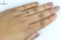 0.42 CT Oval Shape Natural Diamond Greenish Blue Color SI2 Clarity (5.66 MM)