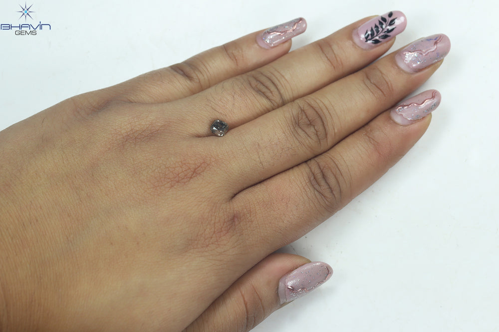 1.11 CT Cushion Shape Natural Loose Diamond Salt And pepper Color I3 Clarity (5.09 MM)