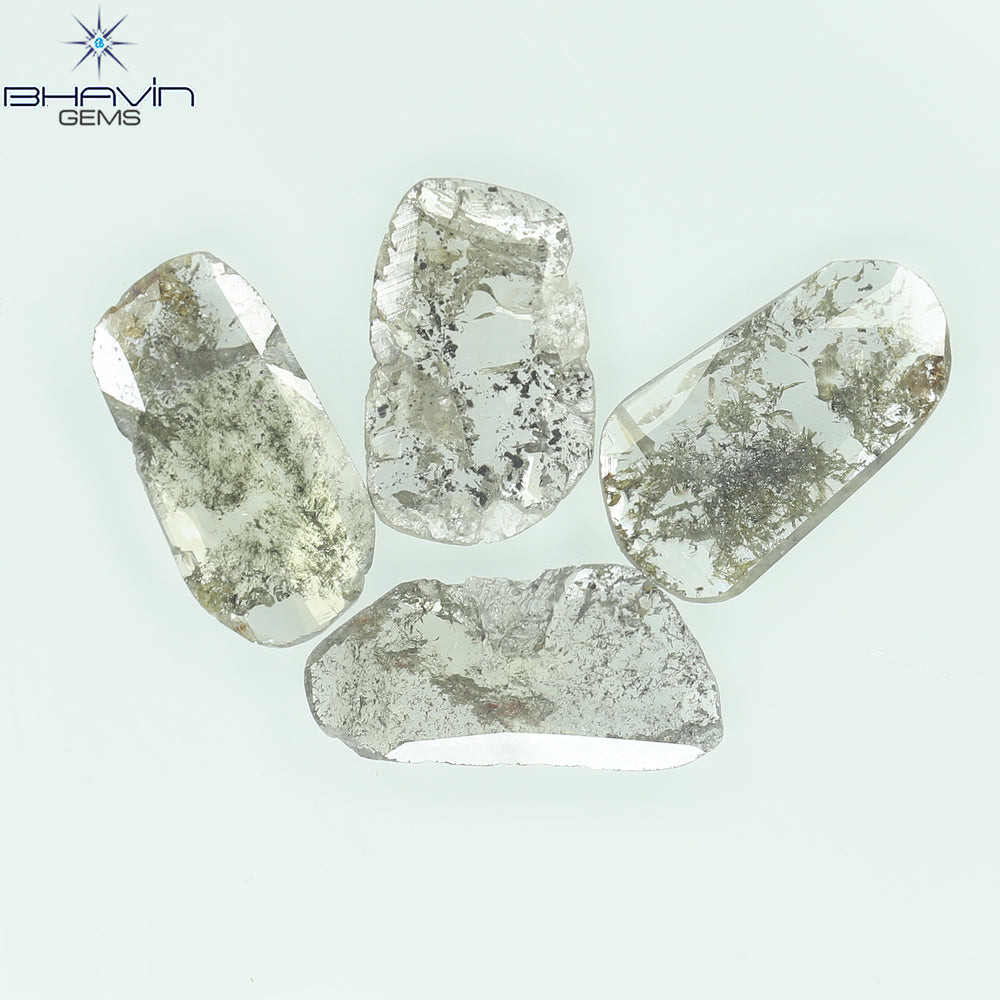 2.43 CT/4 Pcs Slice Shape Natural Diamond Salt And Pepper Color I3 Clarity (11.80 MM)