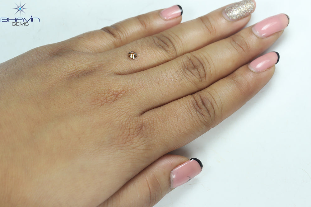 0.24 CT Round Shape Natural Diamond Pink Brown Color SI1 Clarity (3.94 MM)