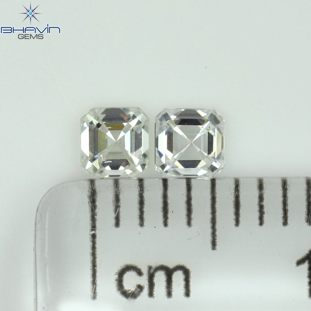 0.30 CT/2 Pcs Asscher Shape White (G+) Color Natural Loose Diamond VVS-VS Clarity (3.00 MM)