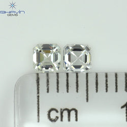 0.30 CT/2 Pcs Asscher Shape White (G+) Color Natural Loose Diamond VVS-VS Clarity (3.00 MM)