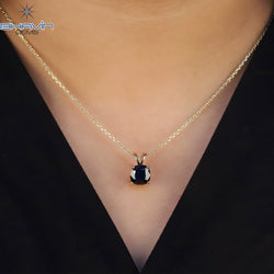 Cushion Diamond Black Natural Diamond Pendant-Earring Rose Gold Bridal Necklace
