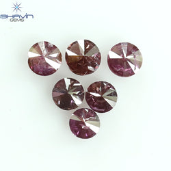 0.26 CT/6 Pcs Round Shape Natural Loose Diamond Pink Color I1 Clarity (2.25 MM)