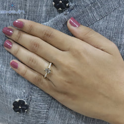 Hexagon Diamond Salt And Pepper Diamond Natural Diamond Ring Gold Ring Engagement Ring