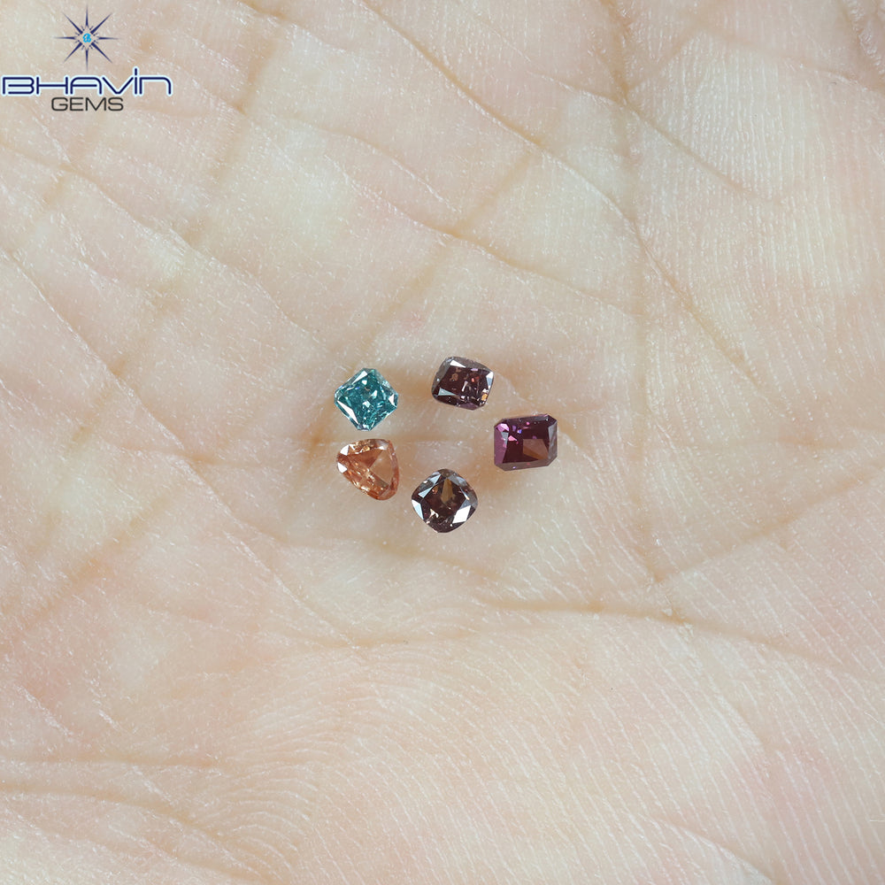 0.28 CT/5 Pcs Mix Shape Natural Diamond Pink Color SI2 Clarity (2.40 MM)