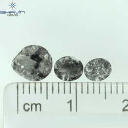 0.92 CT スライス形状 天然ダイヤモンド ソルト アンド ペッパー カラー I3 クラリティ (10.75 MM)