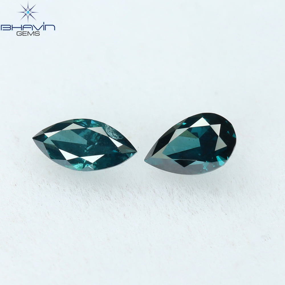 0.13 CT/2 Pcs Mix Shape Natural Diamond Blue Color SI1 Clarity (3.80 MM)