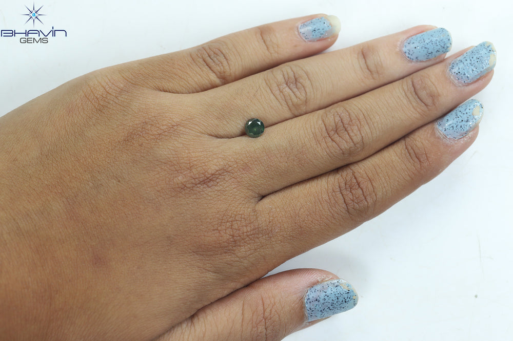 0.59 CT Round Diamond Natural Loose Diamond Green Color I3 Clarity (5.35 MM)